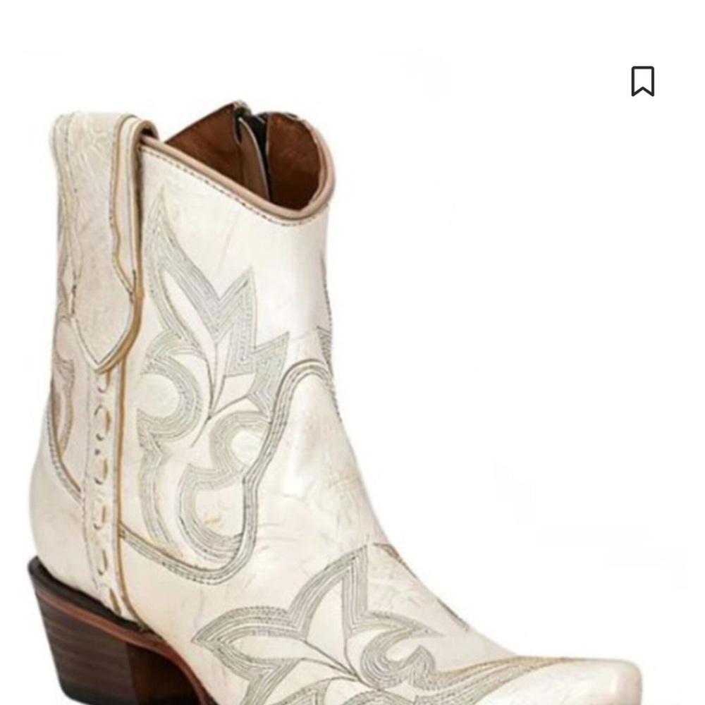 Circle G Women's Pearl white cowboy boots Western Booties - Snip Toe - Size 6 - Picture 2 of 2